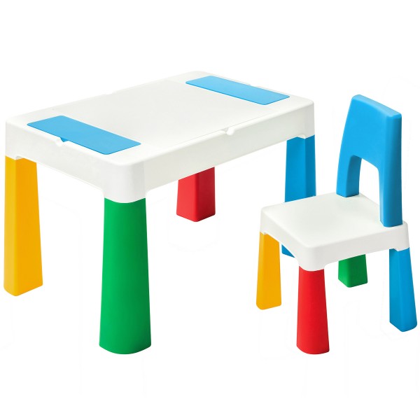 Детский столик и стульчик LAMOSA MULTIFUN 5в1 голубой, с поверхностью для конструктора, регулируется по высоте