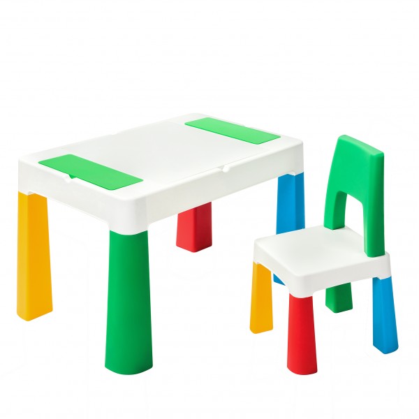 Дитячий багатофункціональний столик та стільчик LAMOSA MULTIFUN 5 в 1 зелений, регулюється по висоті