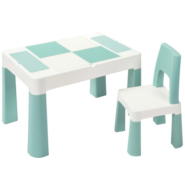 Дитячий столик і два стільці MULTIFUN 5в1 пастельно-блакитний