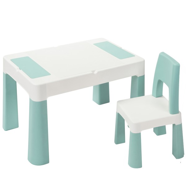 Дитячий столик і два стільці MULTIFUN 5в1 пастельно-блакитний