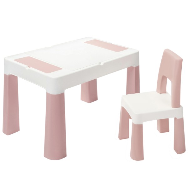 Дитячий столик і два стільці MULTIFUN 5 в 1 пастельно-рожевий
