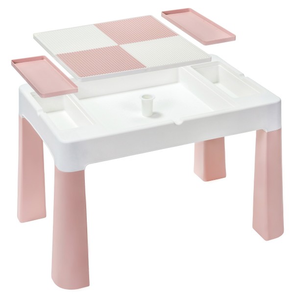 Дитячий столик і два стільці MULTIFUN 5 в 1 пастельно-рожевий