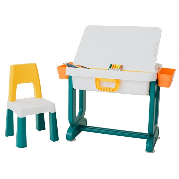 Дитячий стіл та два стільці LAMOSA 6 в 1 різнокольоровий