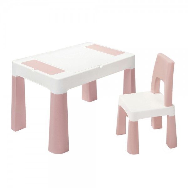 Дитячий столик і два стільці LAMOSA MULTIFUN 5 в 1 пастельно-рожевий