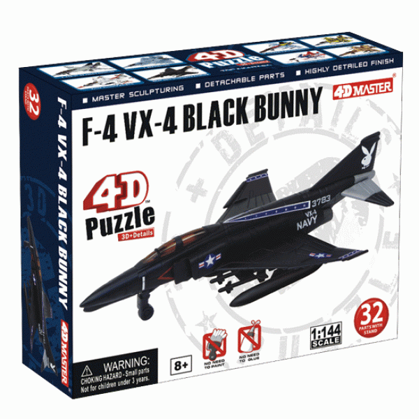 Об'ємний пазл 4D MASTER Літак F-4 VX-4 BLACK BUNNY чорний