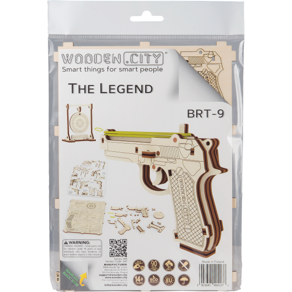 Дерев'яна 3D модель "Wooden city" Пістолет The Legend BRT-9